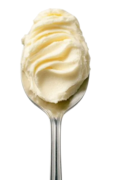 A spoonful of creamy cheesecake